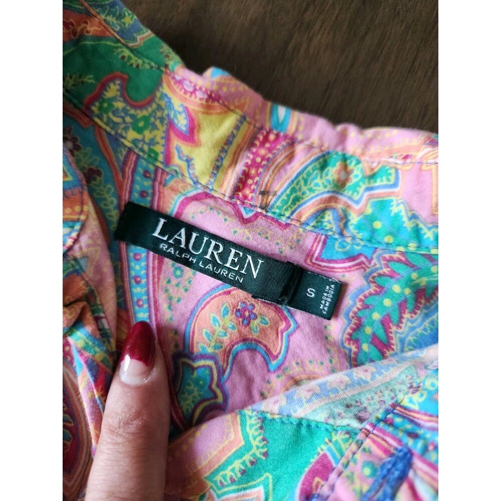 Ralph Lauren Garden Party Cotton Paisley Shirt Multicolor Button Up Shirt S - Picture 5 of 8